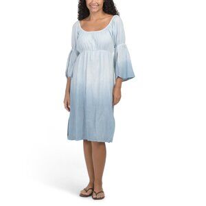 DEBBIE KATZ Blue Alani Long Sleeve Swim Cover-up Dress